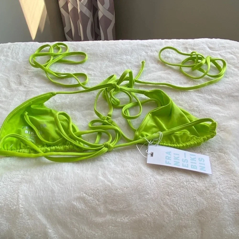 New! Frankie's Bikinis Tatum Satin Triangle Bikini Top 14811
